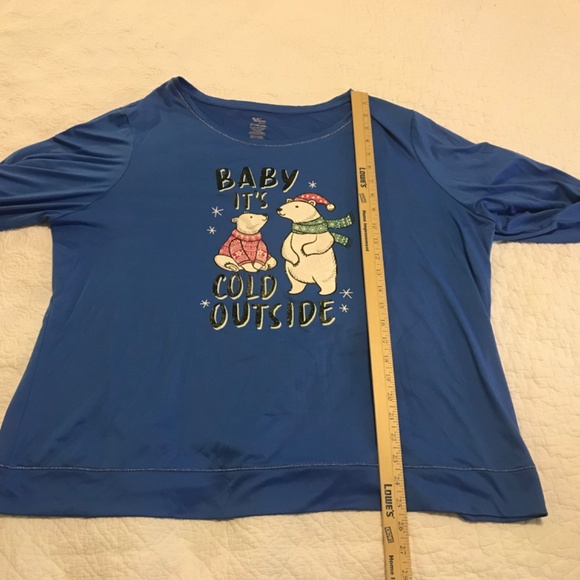 Cute Secret Treasures long sleeved blue crewneck polar bear top (2X) - Picture 7 of 12